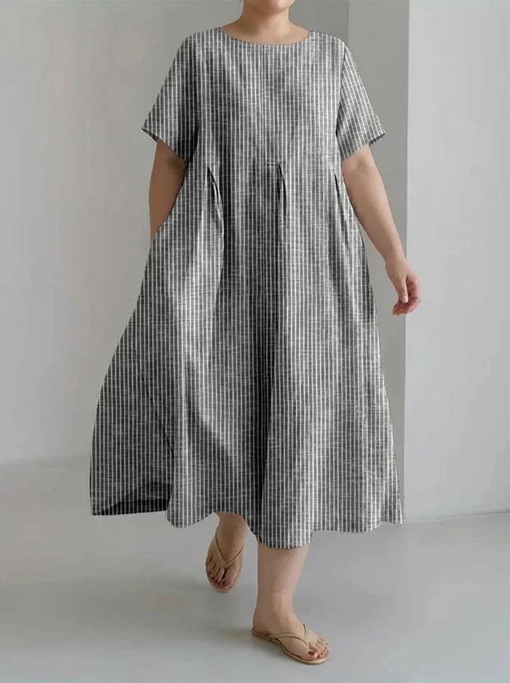 Evelyn | Ladies Casual With Retro Stripe Design Loose Dress