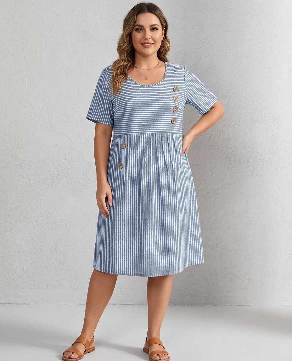 Mariel - Striped Button Dress