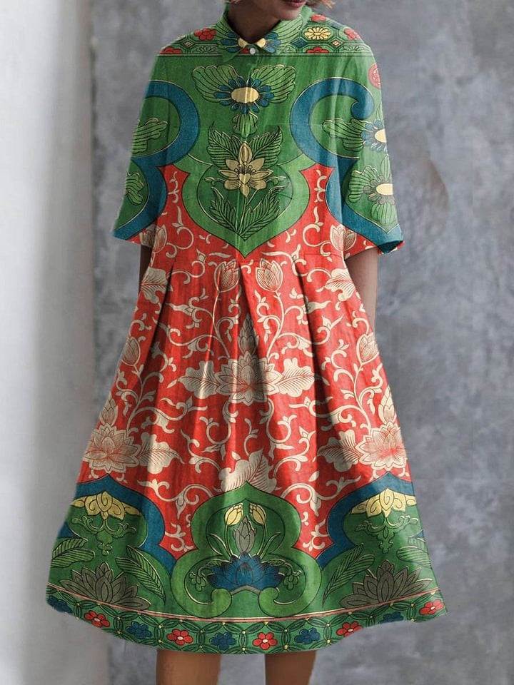 Clara | Vintage Cotton Dress with Elegant Floral Pattern