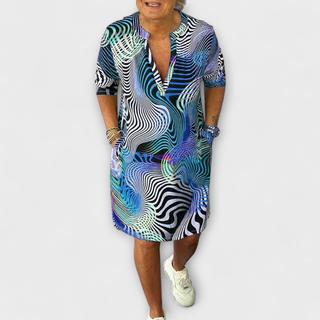 Liora - Colorful V-Neck Dress