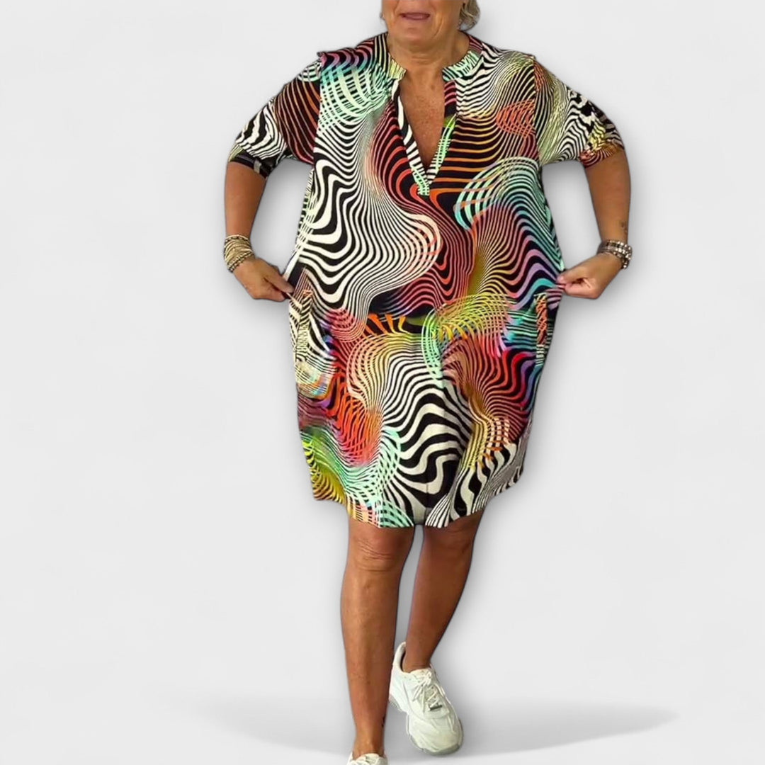 Liora - Colorful V-Neck Dress