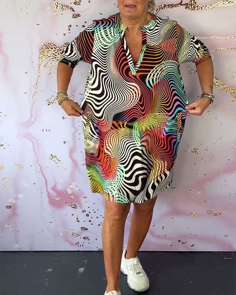 Ria | Colorful Dress with V-Neck