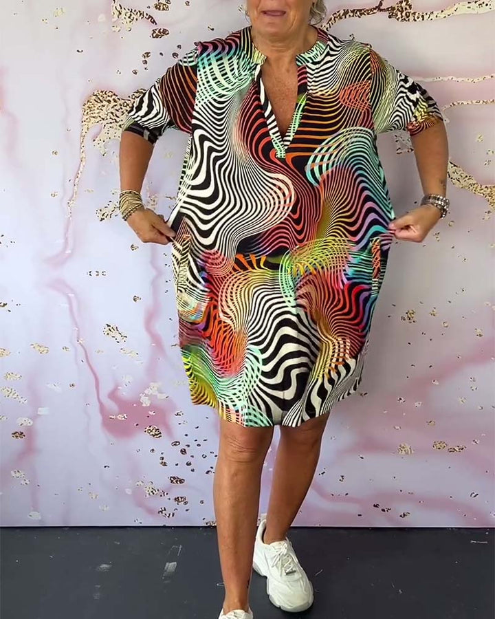Ria | Colorful Dress with V-Neck