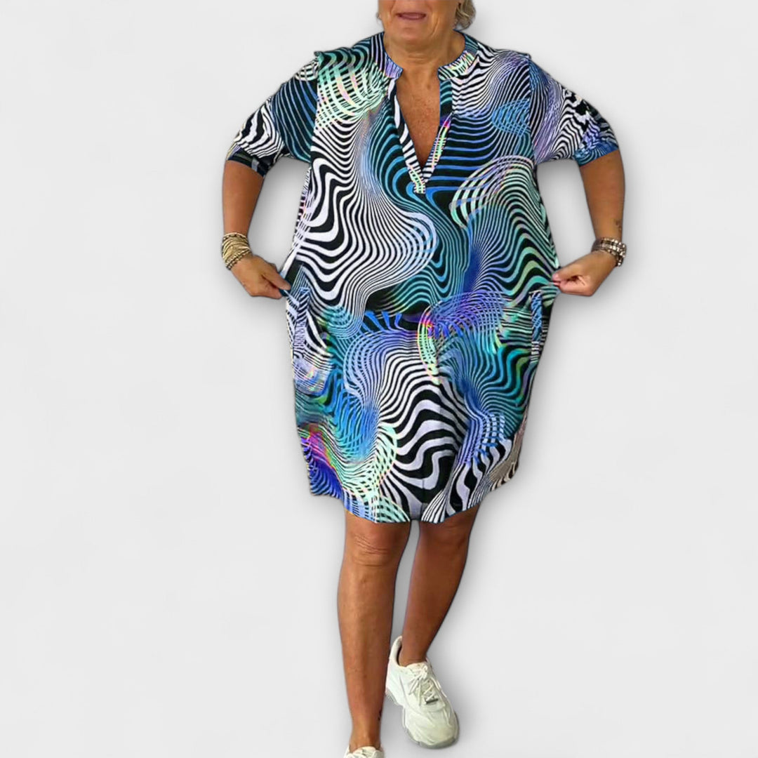 Liora - Colorful V-Neck Dress