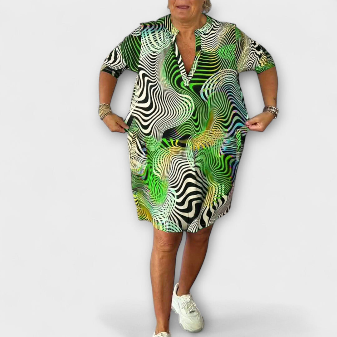 Liora - Colorful V-Neck Dress