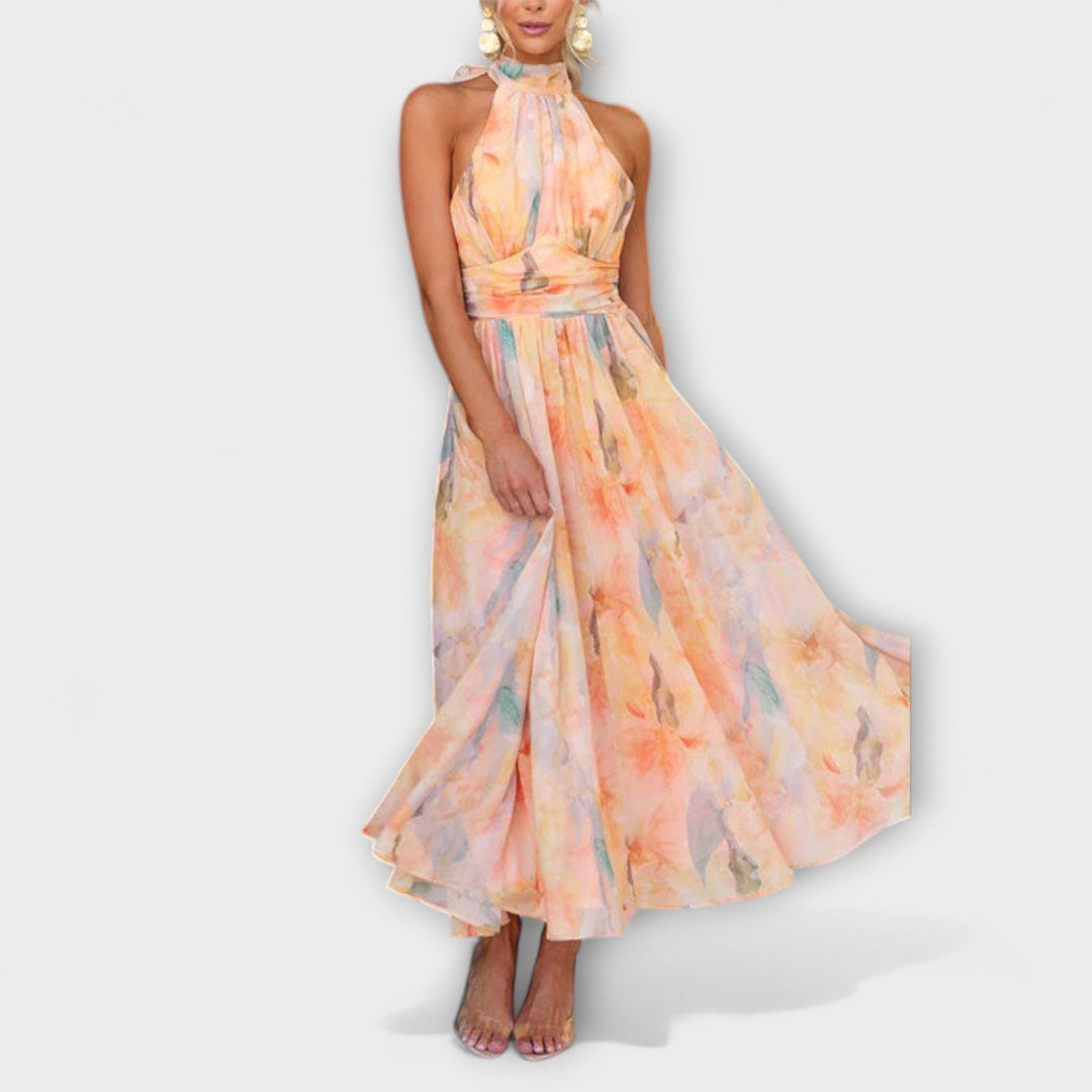 HONORIA | CHIC MAXI DRESS WITH AQUARELLE EFFECT