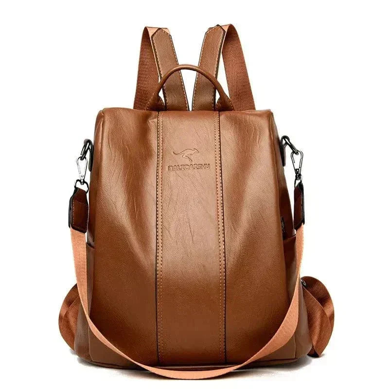 Sturdy and Safe PU Leather Backpack