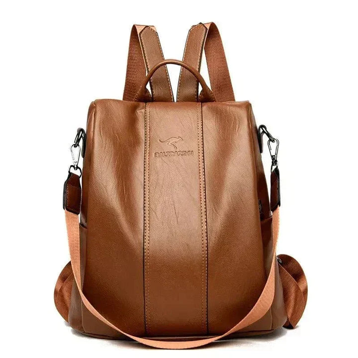 Sturdy and Safe PU Leather Backpack