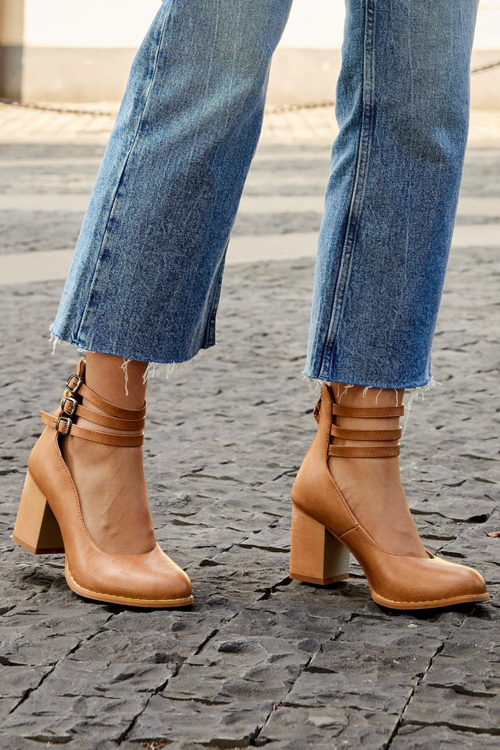 Jadara Triple Buckle Heels