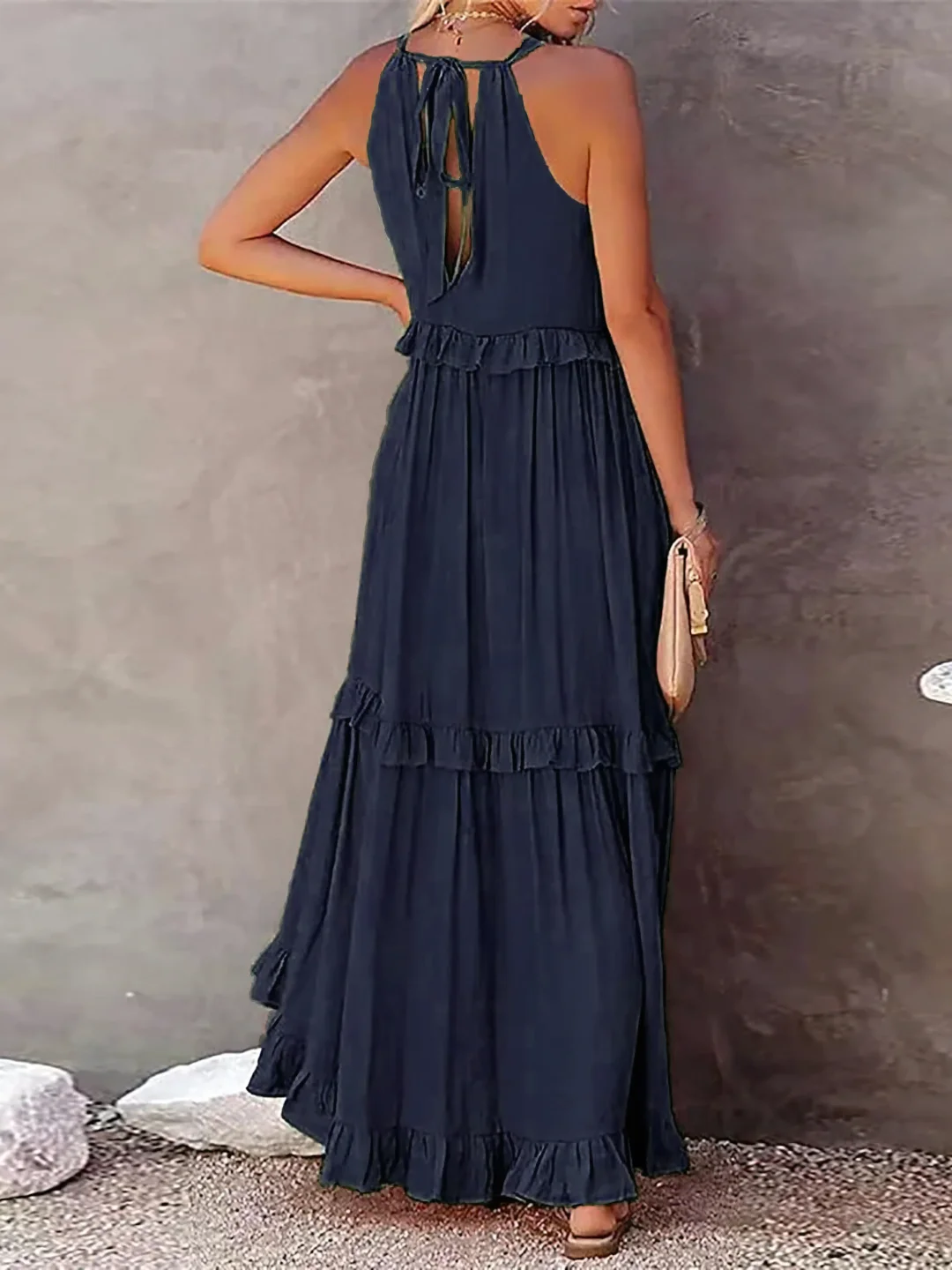 ENYA | RUFFLE DETAIL MAXI DRESS