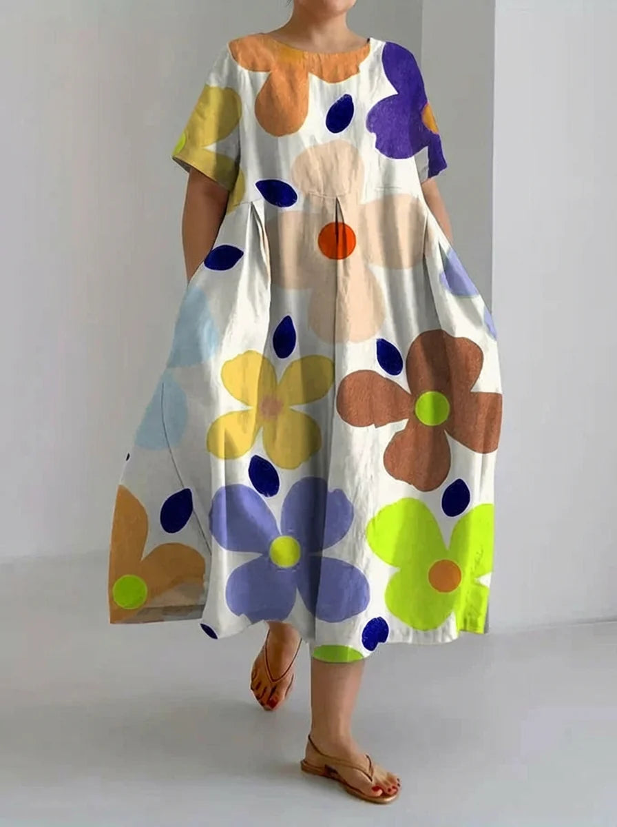 Harper | Retro Botanical Floral Design Printed Casual Loose Dress