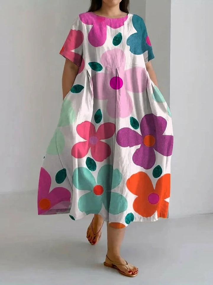 Harper | Retro Botanical Floral Design Printed Casual Loose Dress