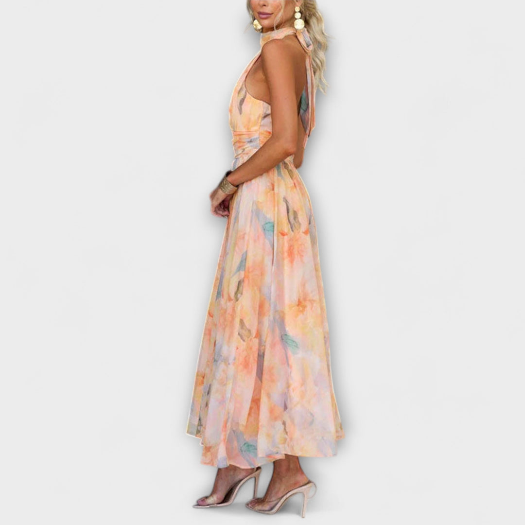 HONORIA | CHIC MAXI DRESS WITH AQUARELLE EFFECT