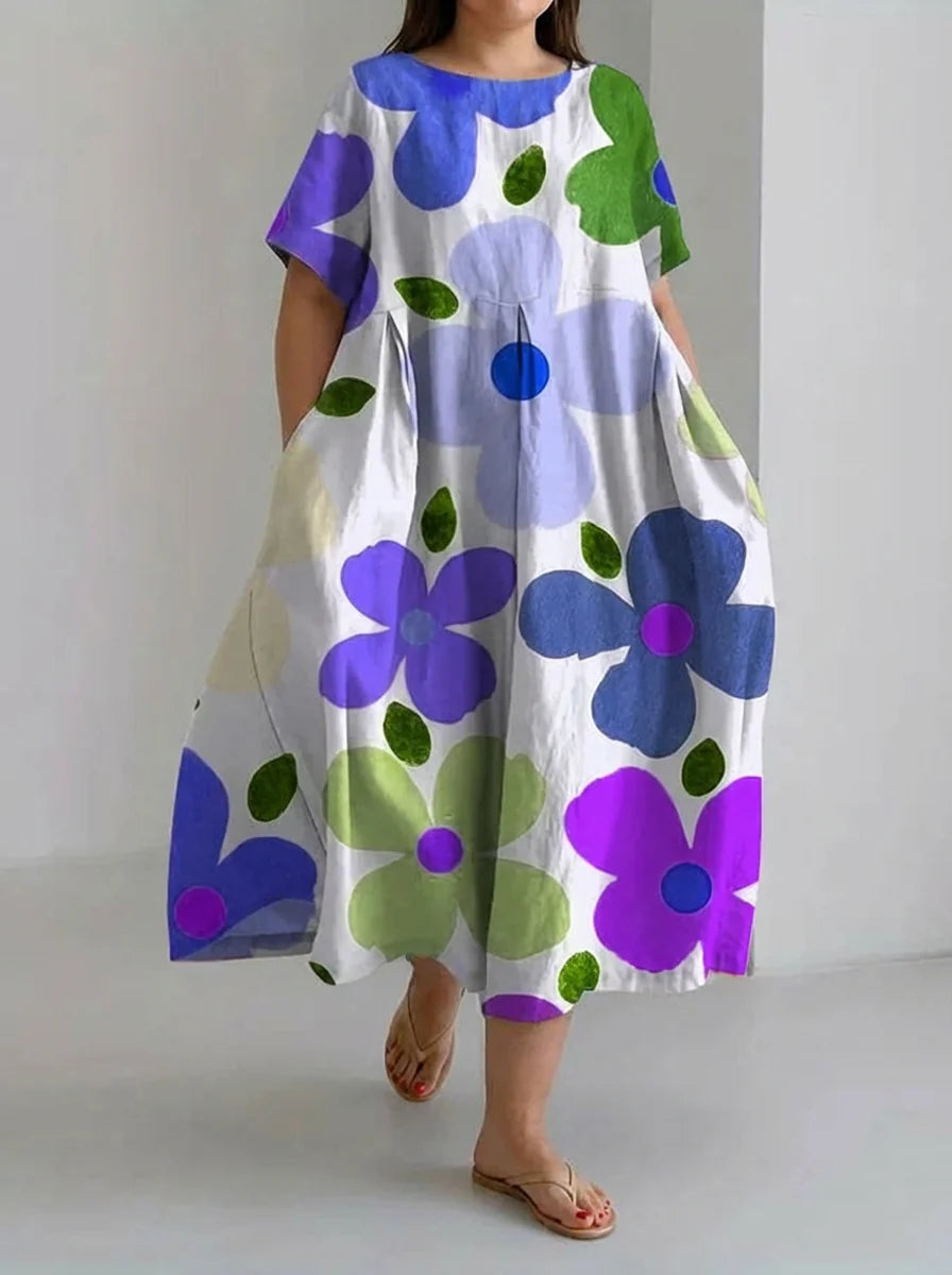 Harper | Retro Botanical Floral Design Printed Casual Loose Dress