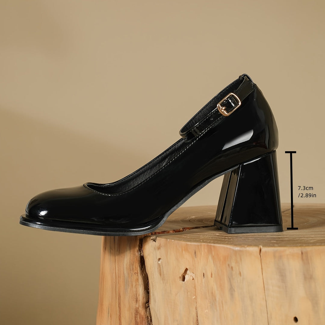 Celeste™ | Patent Leather Heels with Ankle Strap