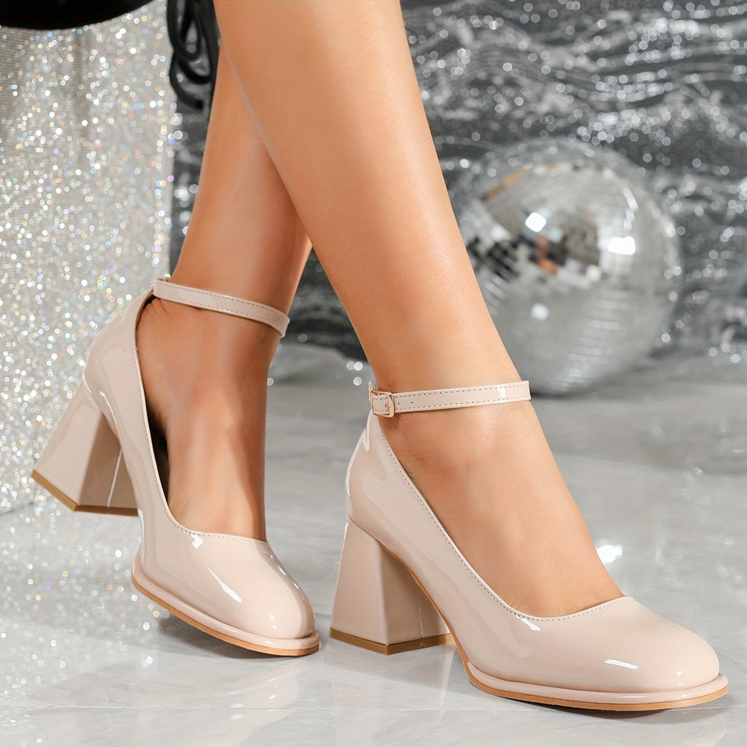 Celeste™ | Patent Leather Heels with Ankle Strap