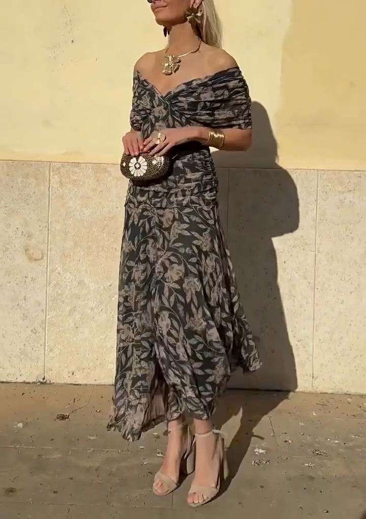SIBYL | OFF-SHOULDER V-NECK MIDI DRESS