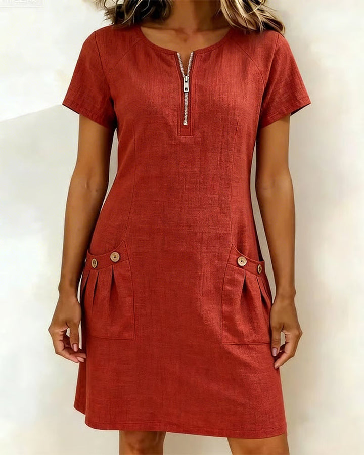 SANDRA | ELEGANT MIDI DRESS WITH ZIP
