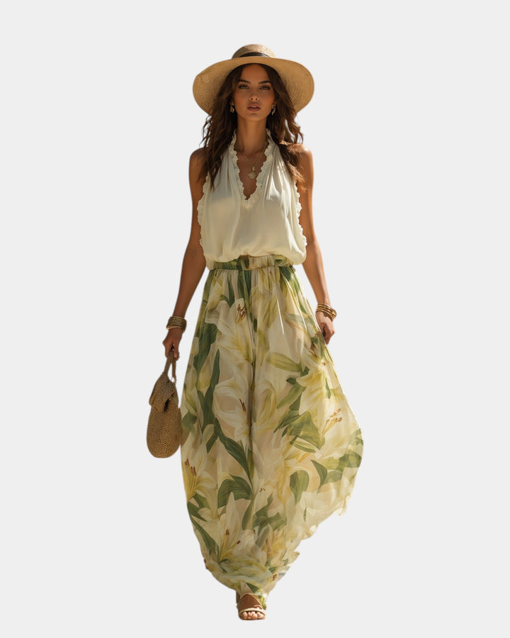 Annette | Elegant Flowing Set with Floral Print