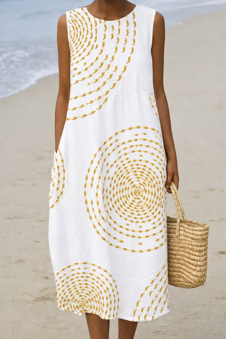 ELARA™ | CASUAL DRESS WITH MOULOS PRINT