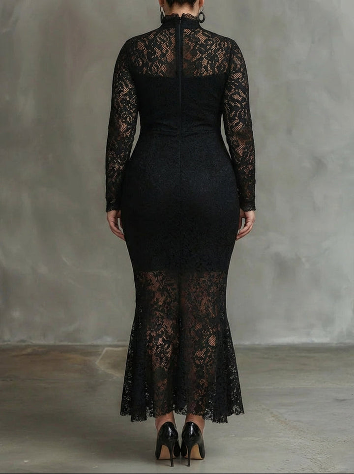 Monica | Elegant Lace Fishtail Maxi Dress