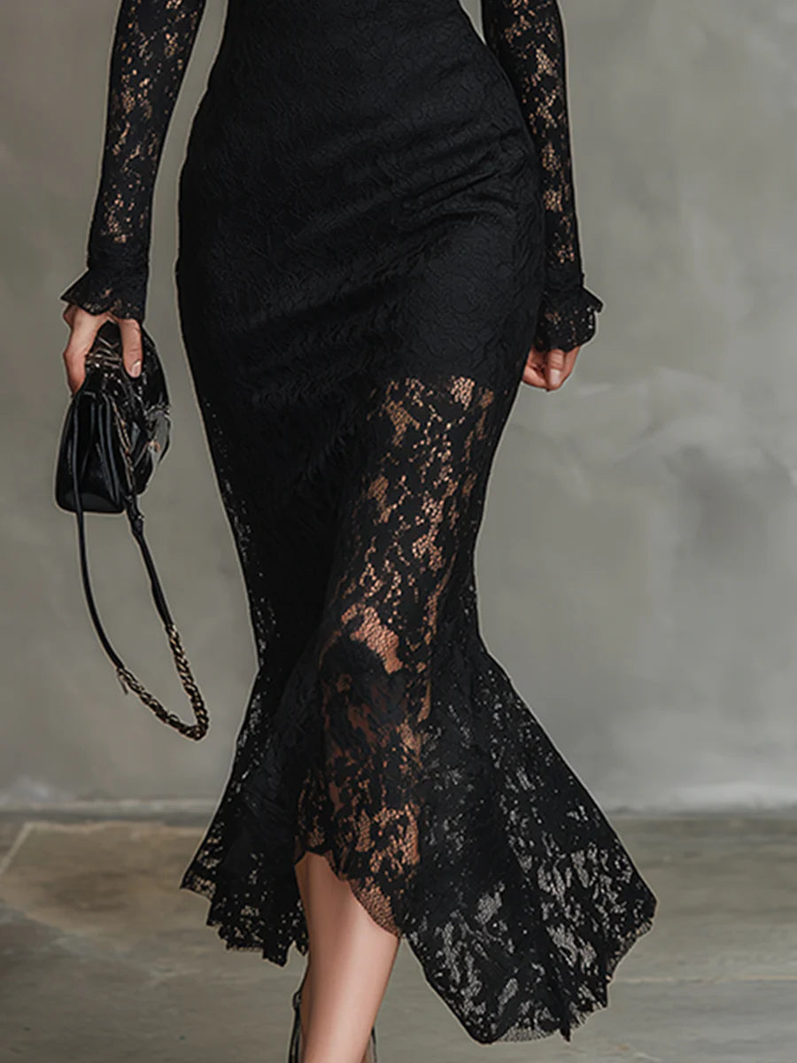 Julia - Black Lace Maxi Dress