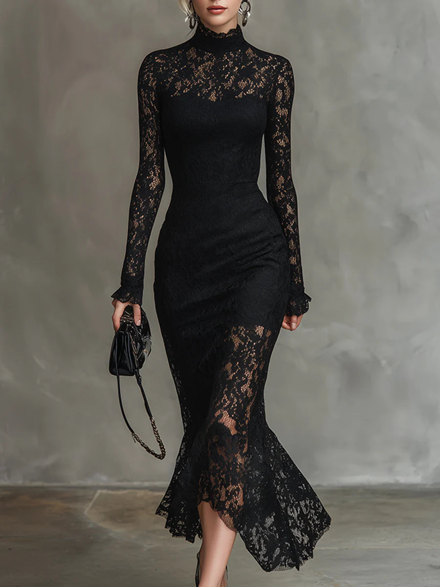 Julia - Black Lace Maxi Dress