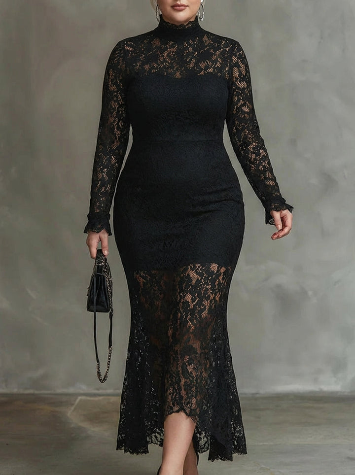 Monica | Elegant Lace Fishtail Maxi Dress