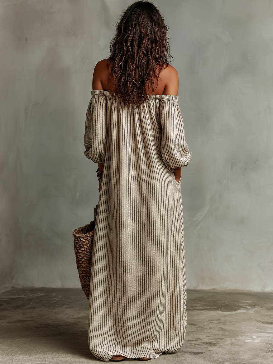 Elena | Long flowing dress with off-the-shoulder design