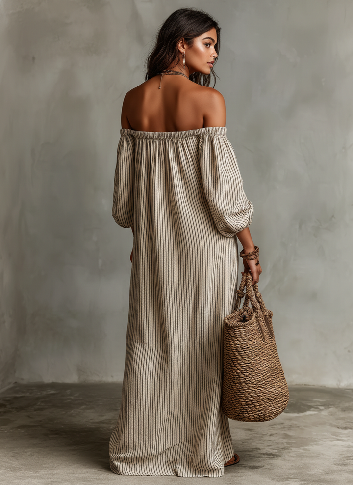 Elena | Long flowing dress with off-the-shoulder design