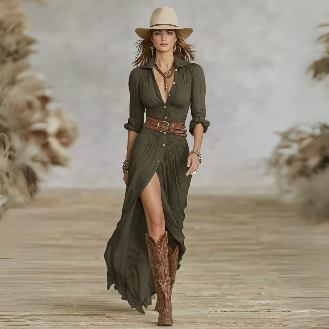 Hayley | Elegant Maxi Shirt Dress