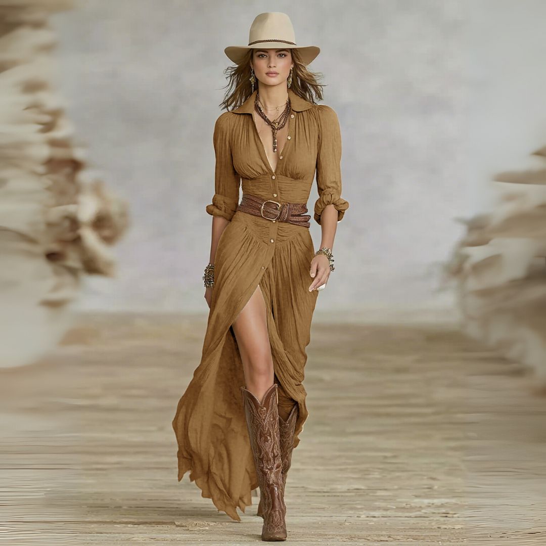 Hayley | Elegant Maxi Shirt Dress