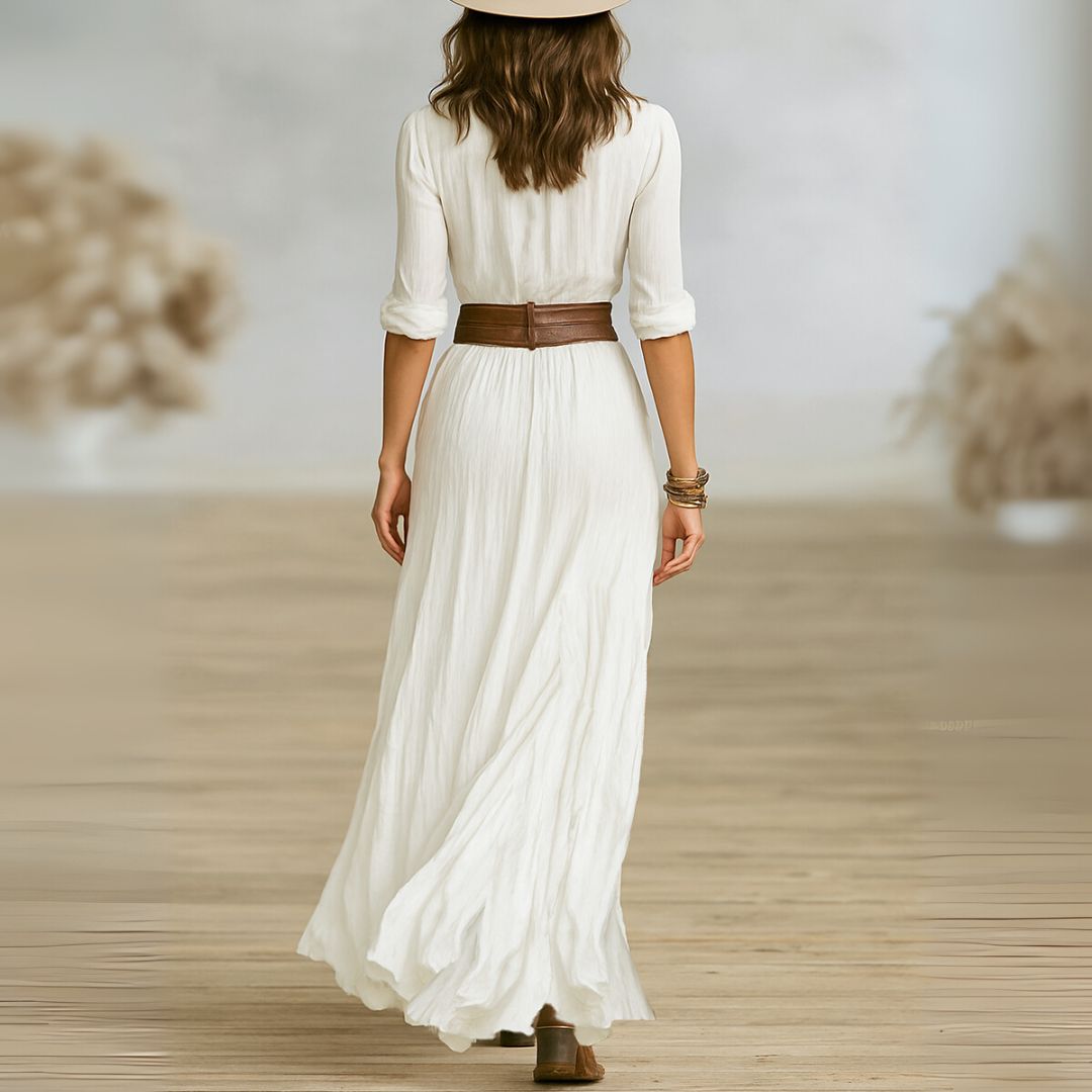 Hayley | Elegant Maxi Shirt Dress