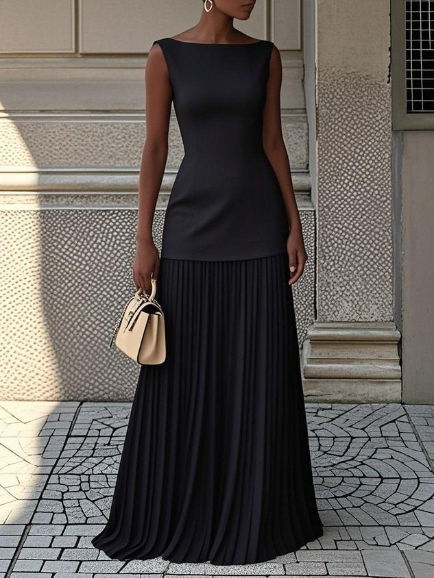 LOUISE | ELEGANT PLEATED MAXI DRESS