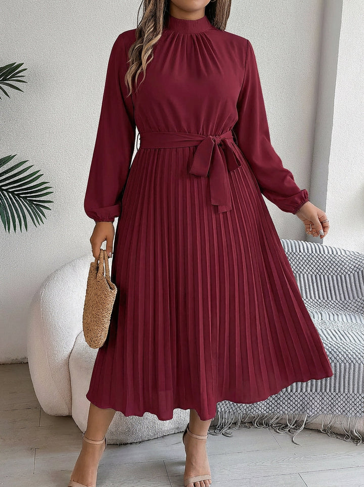 Priscilla | Pleated Belted Maxi Dress