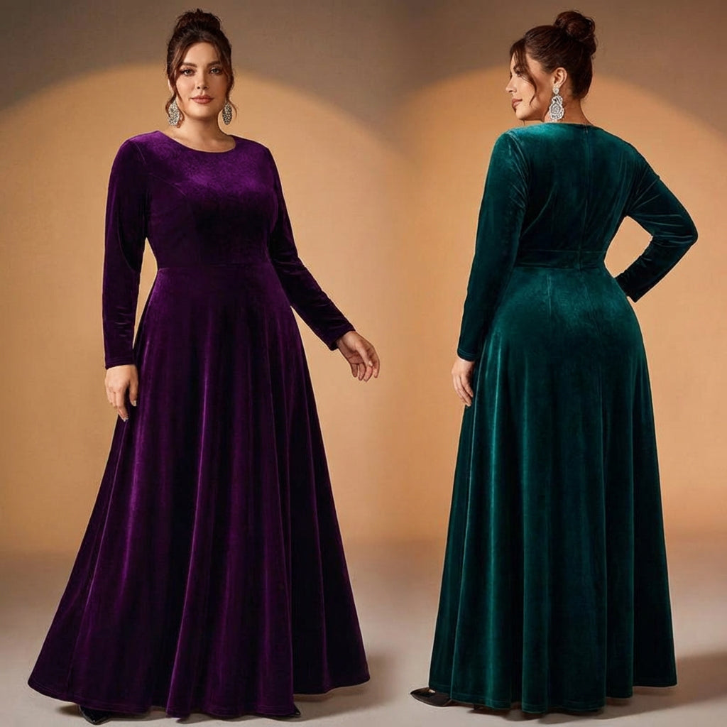 Beatrice | Long-Sleeve Velvet Maxi Dress