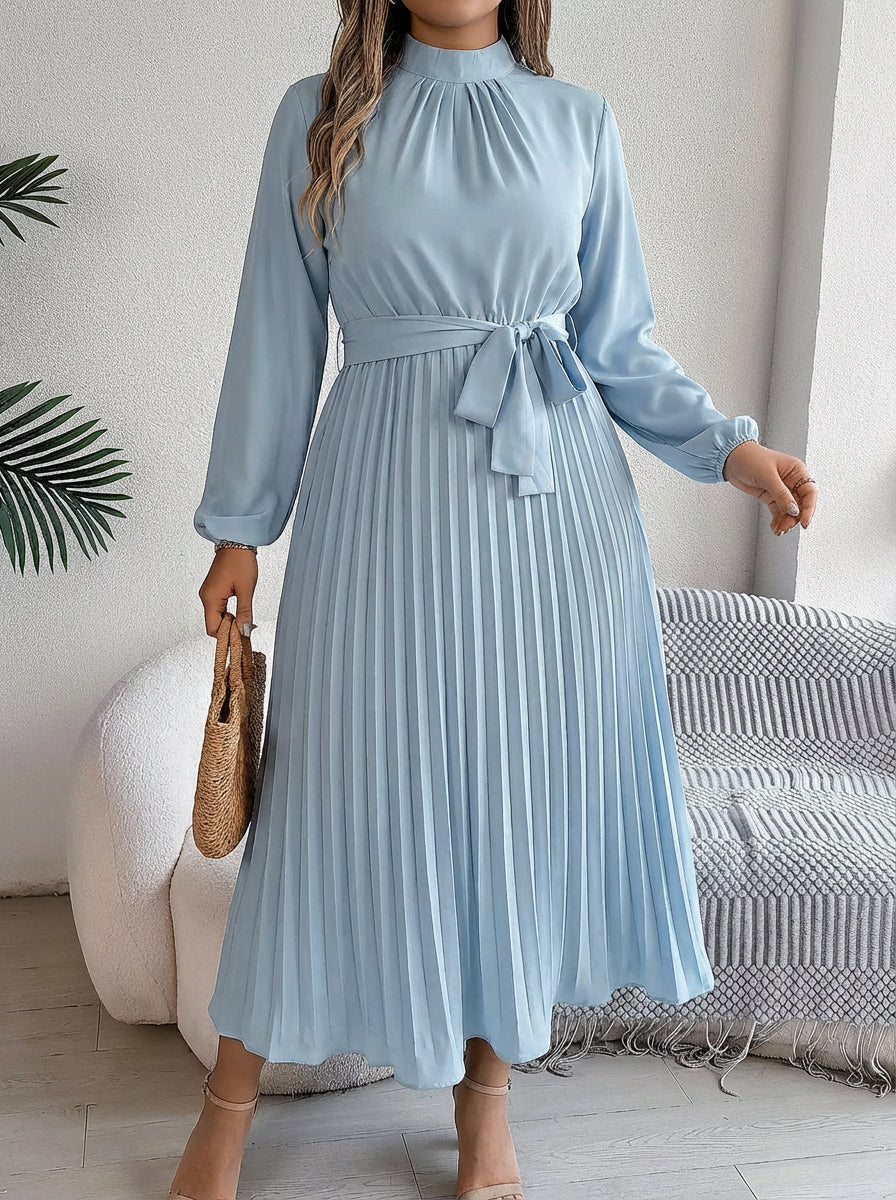 Priscilla | Pleated Belted Maxi Dress