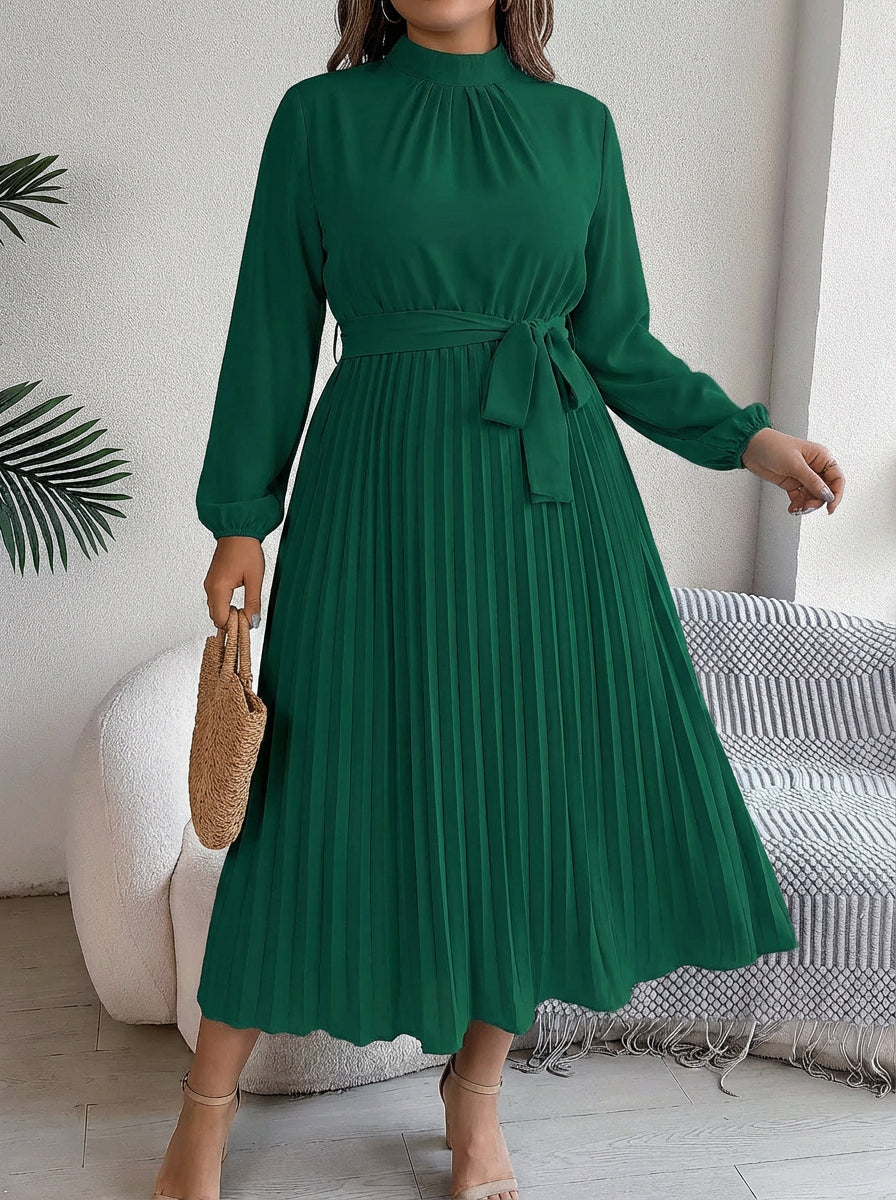 Priscilla | Pleated Belted Maxi Dress