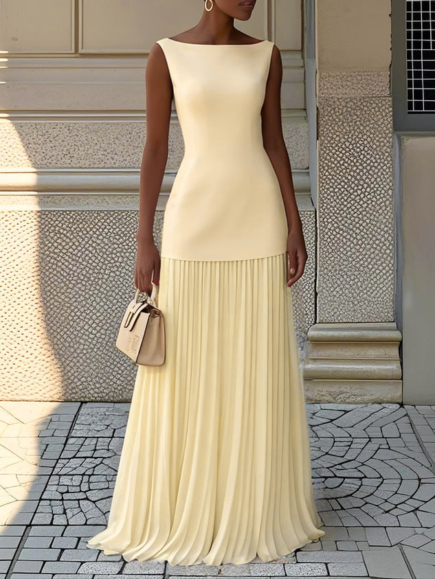 LOUISE | ELEGANT PLEATED MAXI DRESS
