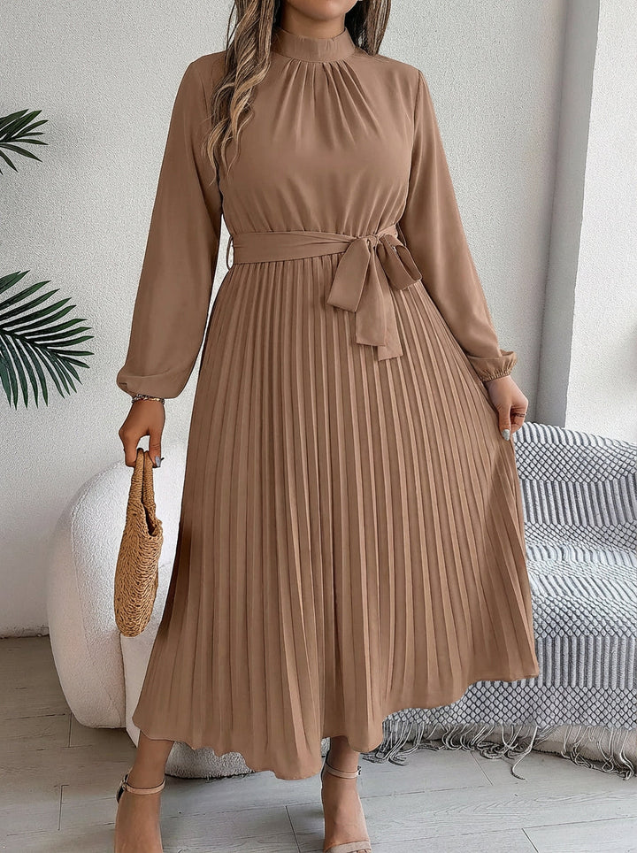 Priscilla | Pleated Belted Maxi Dress