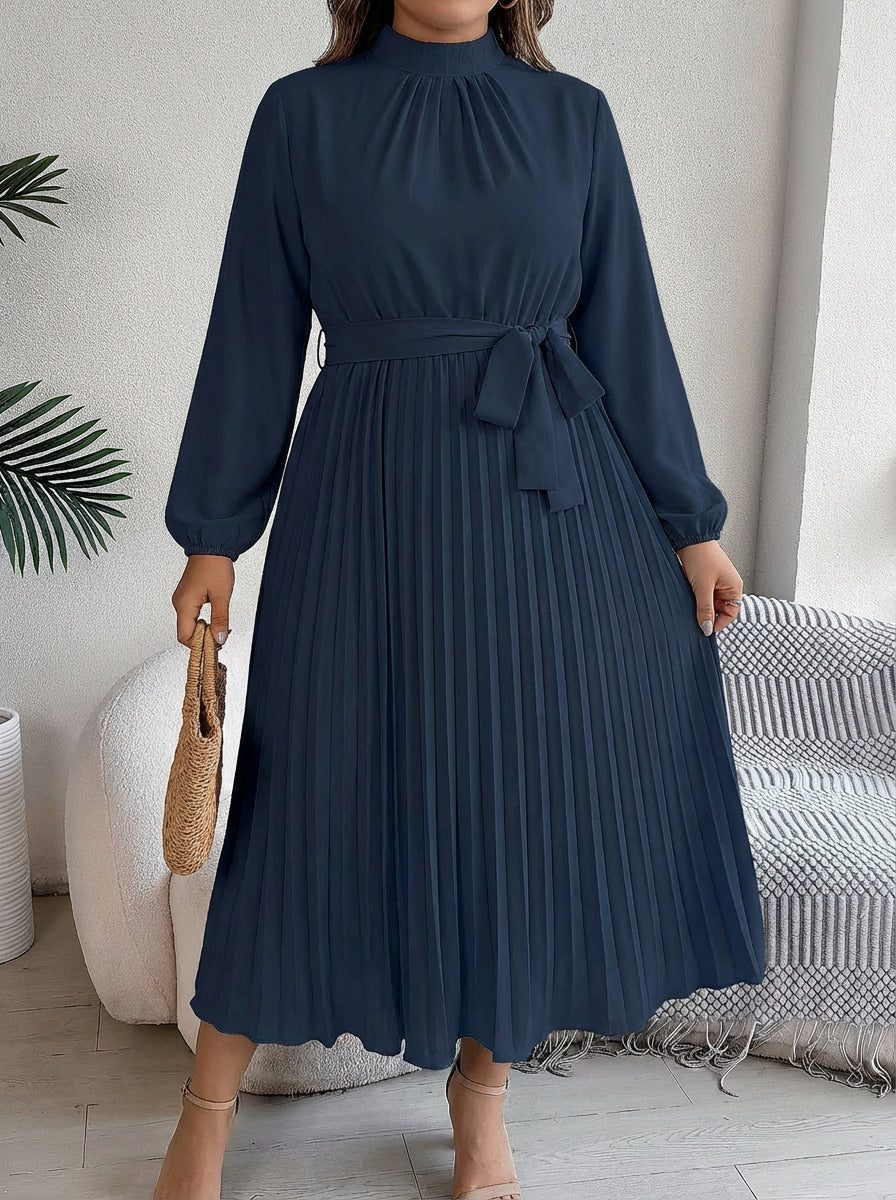 Priscilla | Pleated Belted Maxi Dress