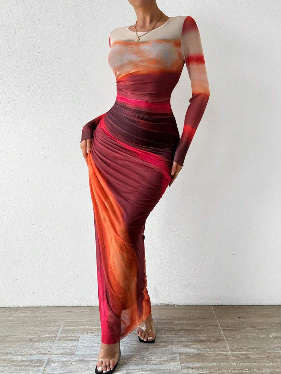 Mia™ | Printed Maxi Bodycon Dress
