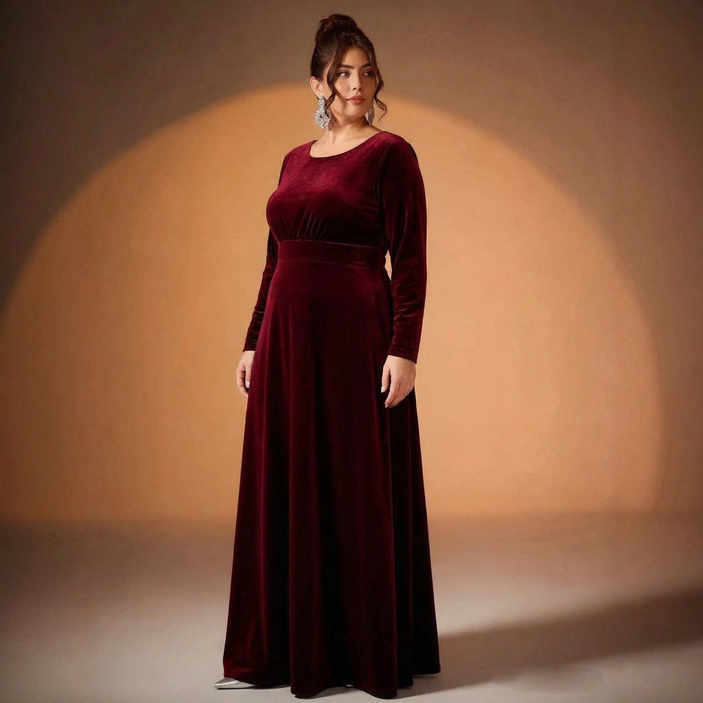 Beatrice | Long-Sleeve Velvet Maxi Dress