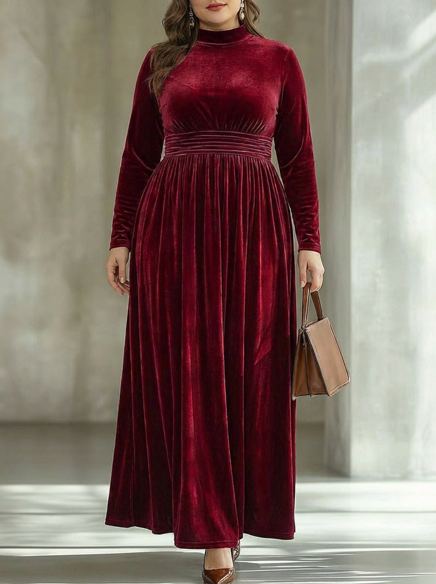 Margot | Pleated Velvet Maxi Dress