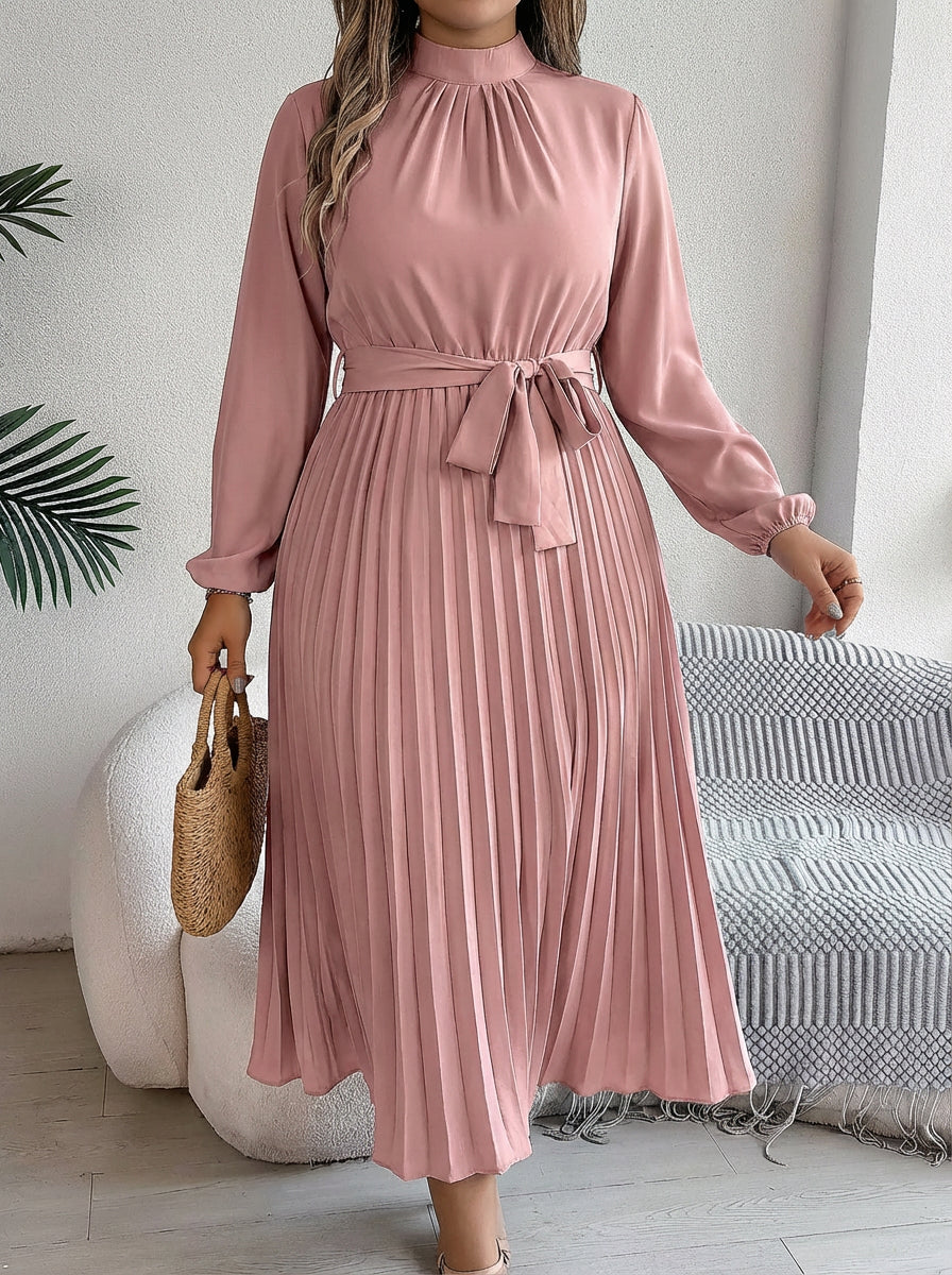 Priscilla | Pleated Belted Maxi Dress