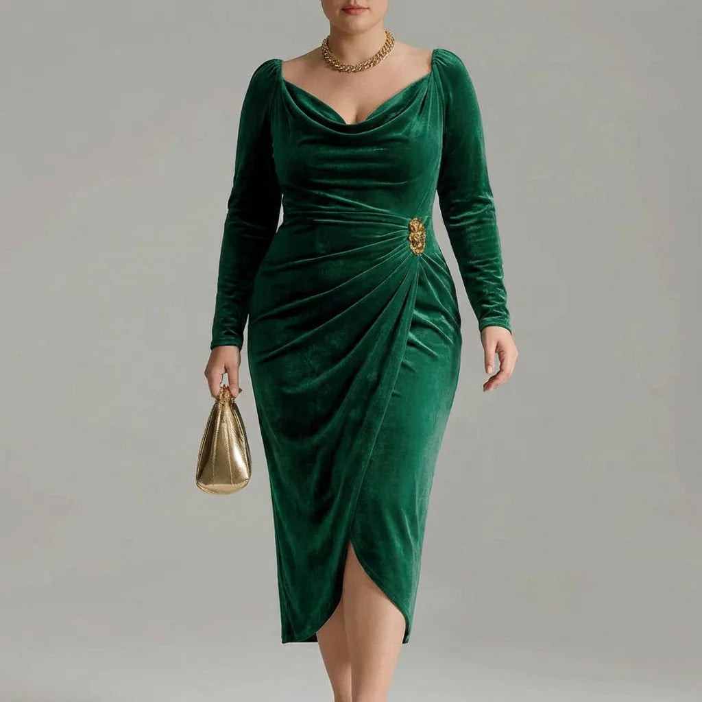 Sylvana | Elegant Velvet Midi Dress (Bestseller)