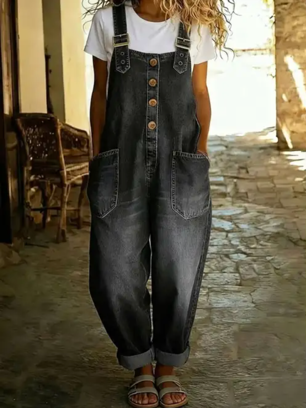 Lorena | Vintage Washed Cotton Denim Overalls