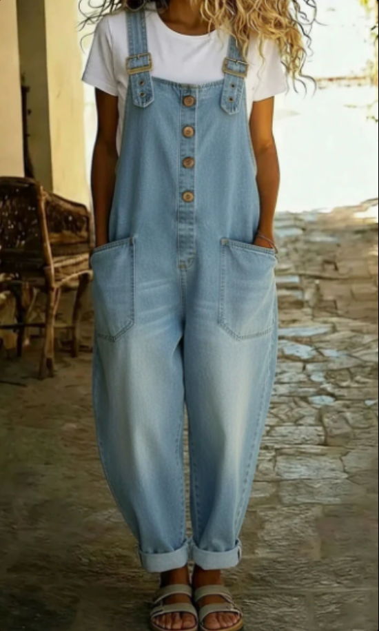 Ruth | Vintage Washed Cotton Denim Overalls