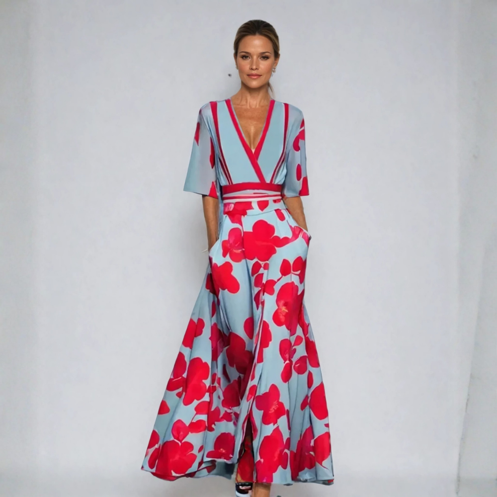 Eliana™ | Elegant Floral A-Line Dress