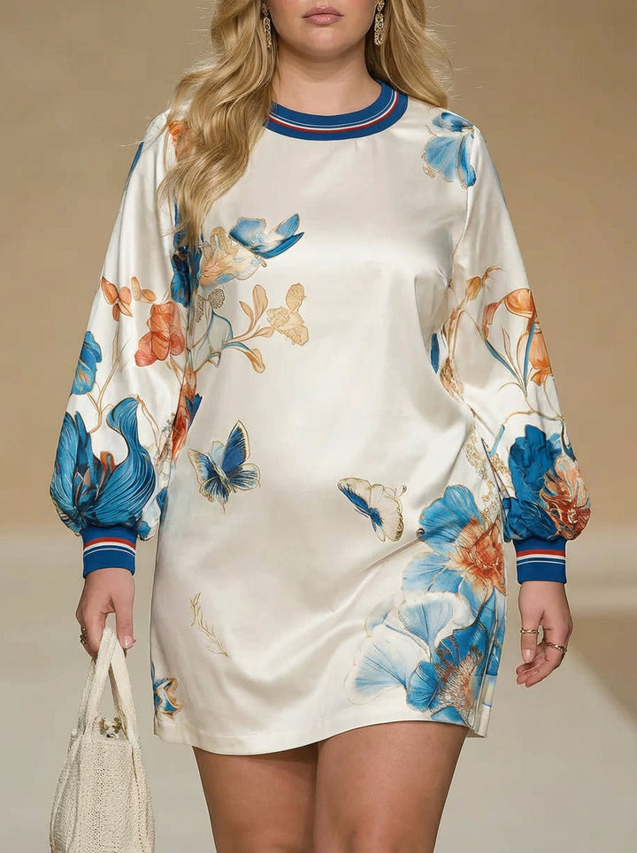 Brooklyn | Vintage Style Court Inspired Floral Print Satin Mini Dress